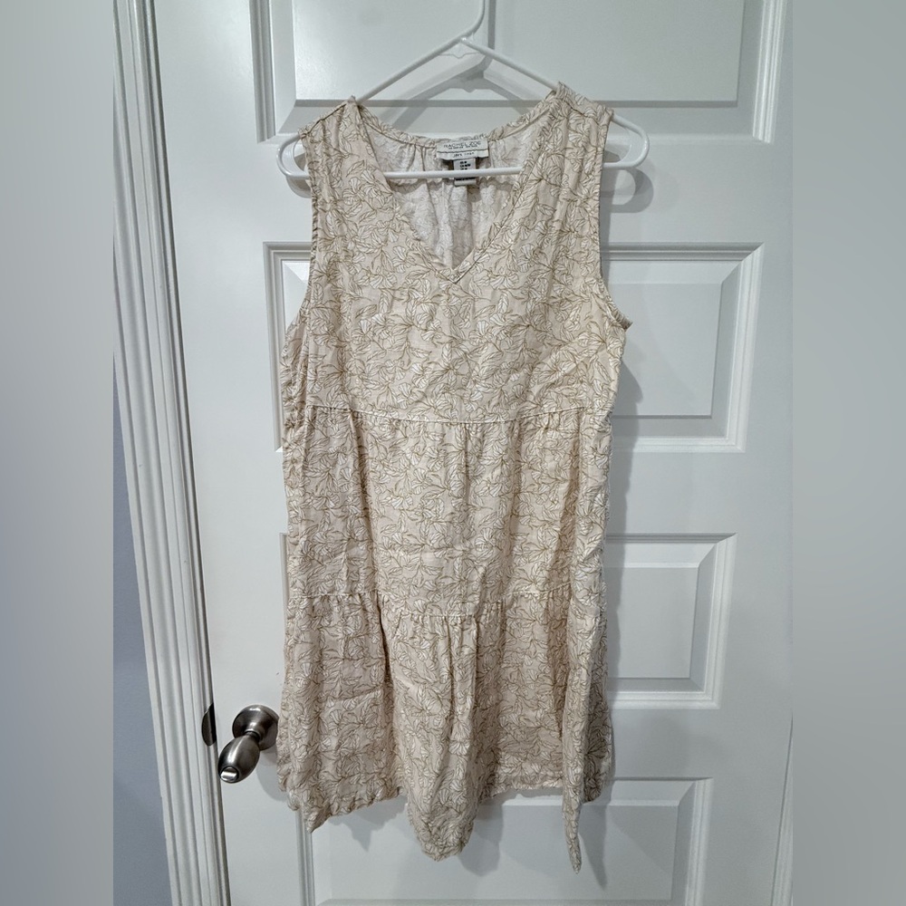 Rachel Zoe Cream Sleeveless V-Neck Linen Dress